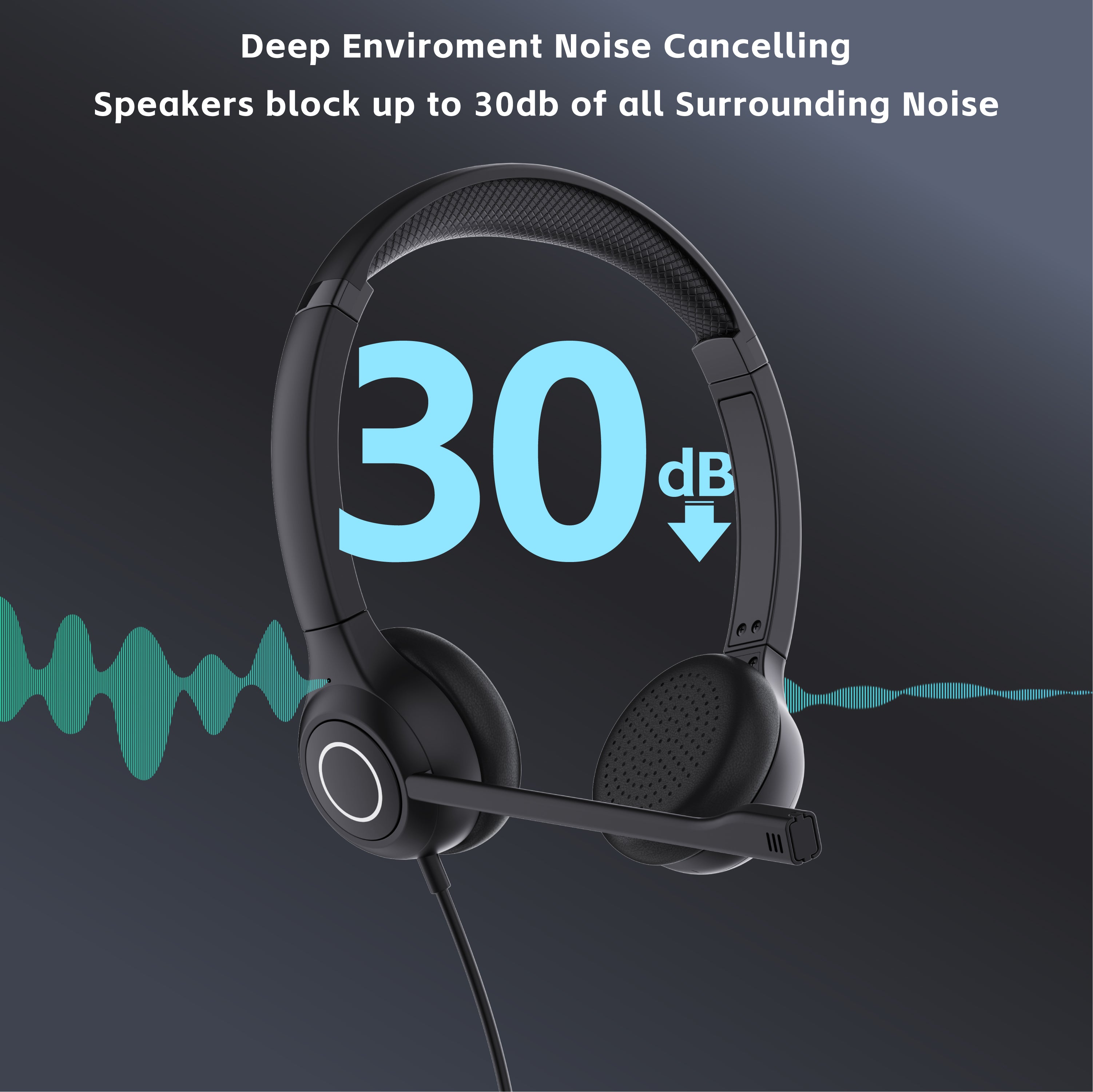 VoicePro 80 Premium Teams Compatible Wired USB Headset with NC Microphone and In-Line call Control