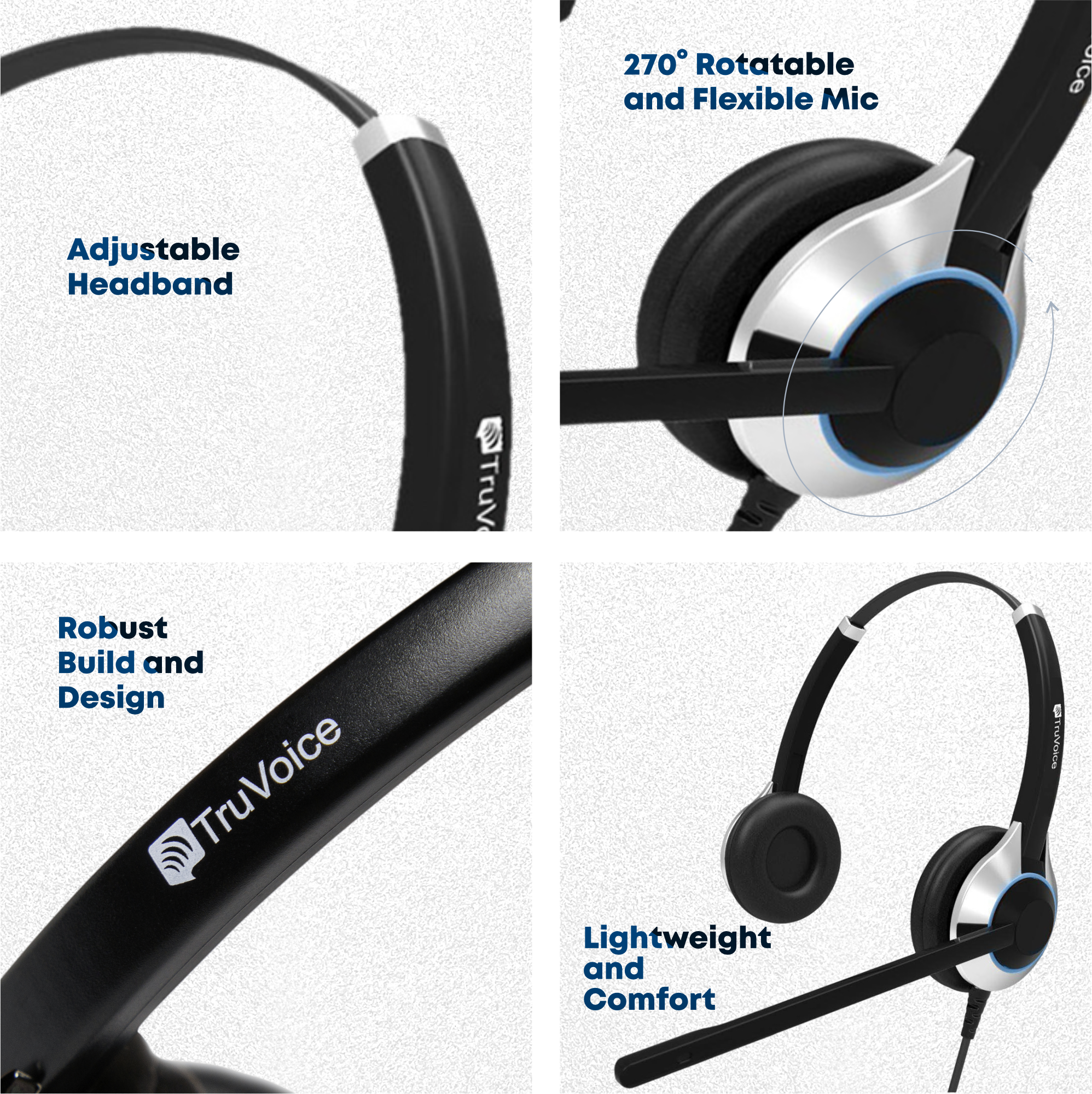 TruVoice HD-550 Double Ear Headset with Noise Canceling Microphone and HD Speakers