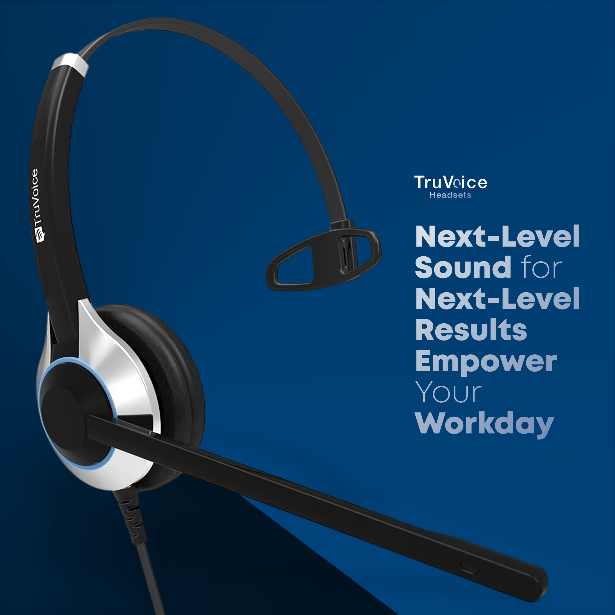 TruVoice HD-500 Single Ear Noise Canceling Headset Including QD Cable for Grandstream Phones