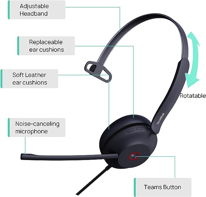 Yealink UH37 Teams Professional Mono Headset USB-A