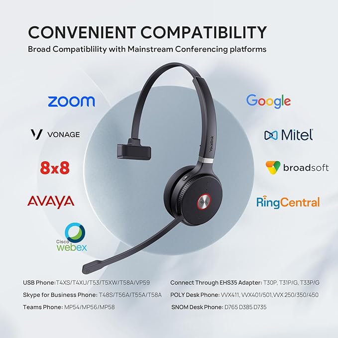 Yealink WH62 UC Mono DECT Wireless Headset