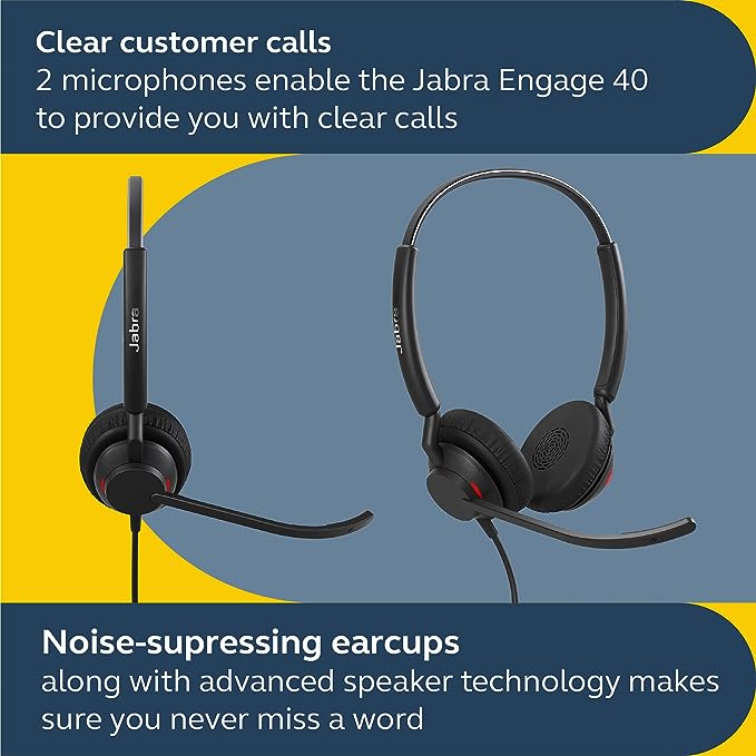 Jabra Engage 40 Stereo Headset with inline link USB-A (MS)