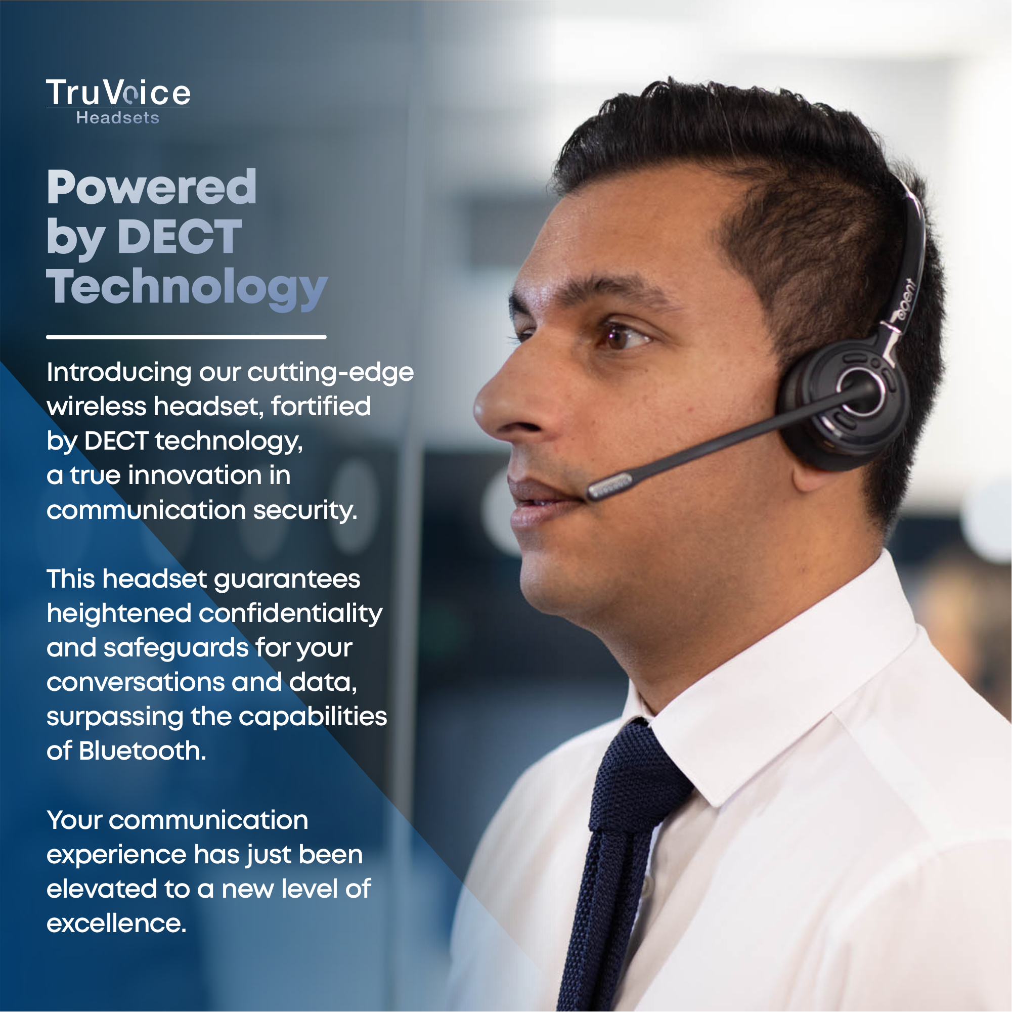 TruVoice Agent AW40 Duo Wireless USB Computer Headset (Includes DECT Wireless Dongle)