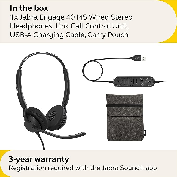 Jabra Engage 40 Stereo Headset with inline link USB-A (MS)