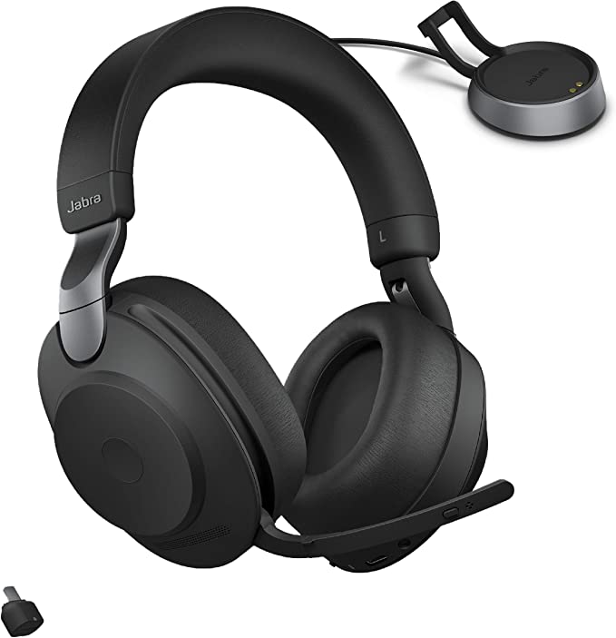 Jabra Evolve2 85 Wireless Headset Link380C MS Stereo Stand Black Microsoft Teams Certified