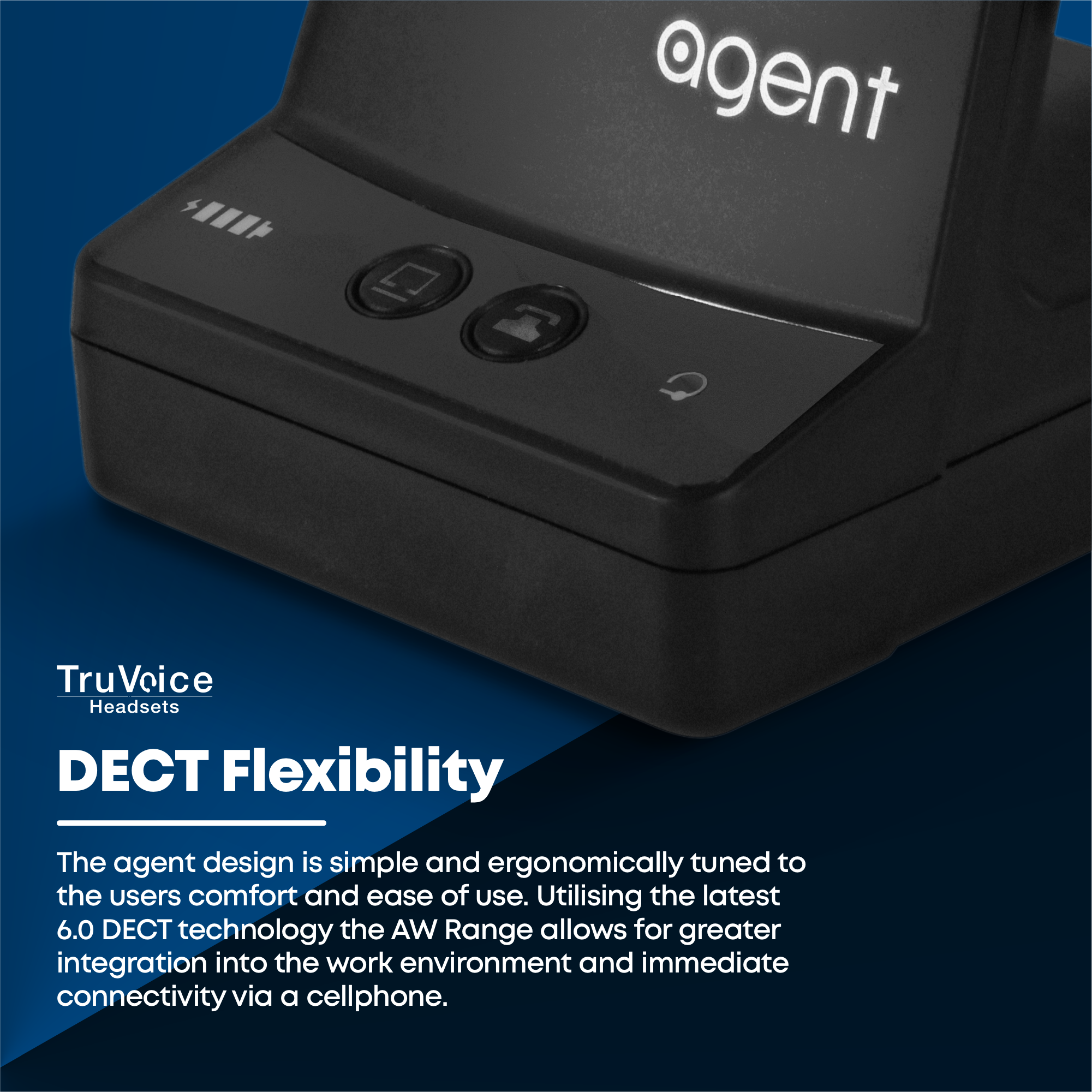 TruVoice Agent AW60 Duo Wireless Dect Headset (Dual Connectivity)