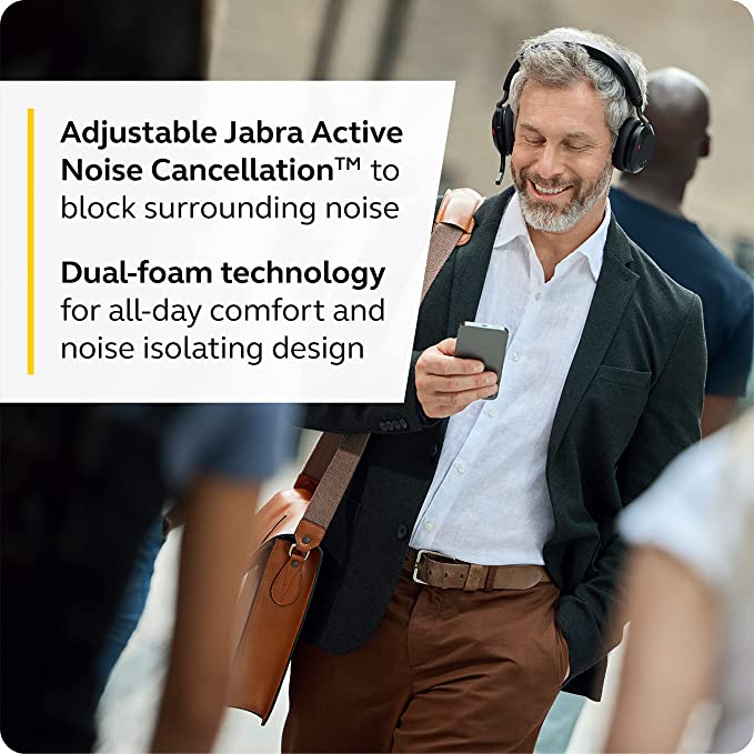 Jabra Evolve2 75, Wireless Headset, Link380C, UC Stereo, With Charging Stand, Black