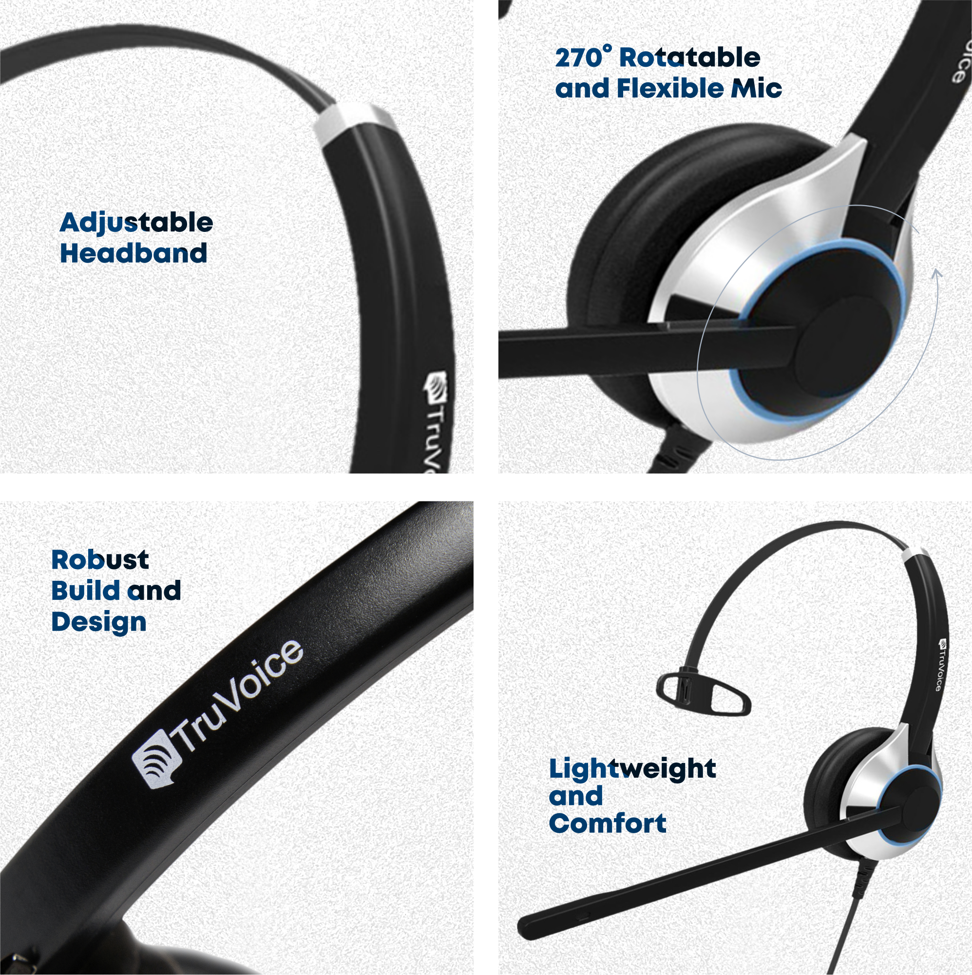 TruVoice HD-500 Single Ear Noise Canceling Headset Including QD Cable for Avaya IP Phones