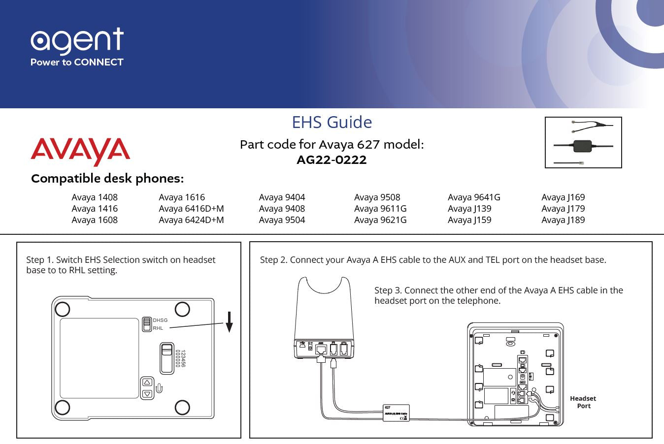 TruVoice Agent 627 EHS Adapter Cable for Avaya IP Phones