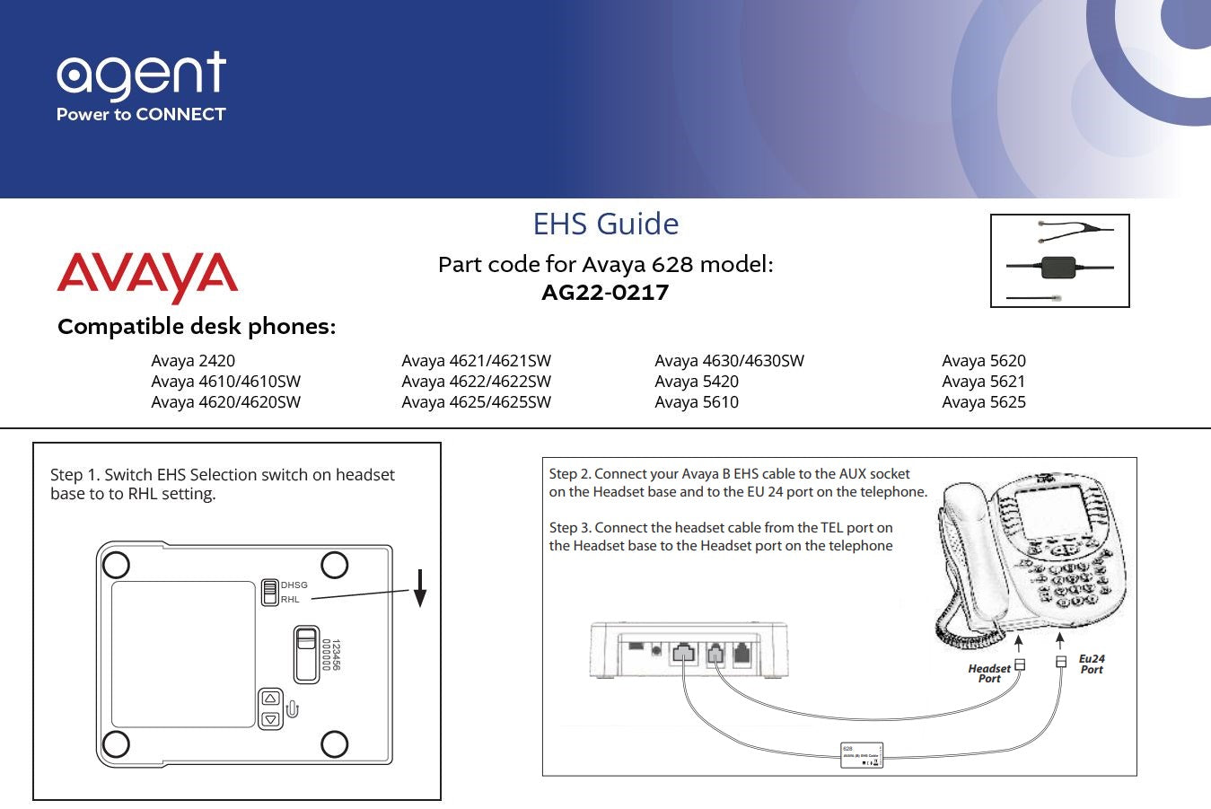 TruVoice Agent 628 EHS Adapter Cable for Avaya Digital Phones