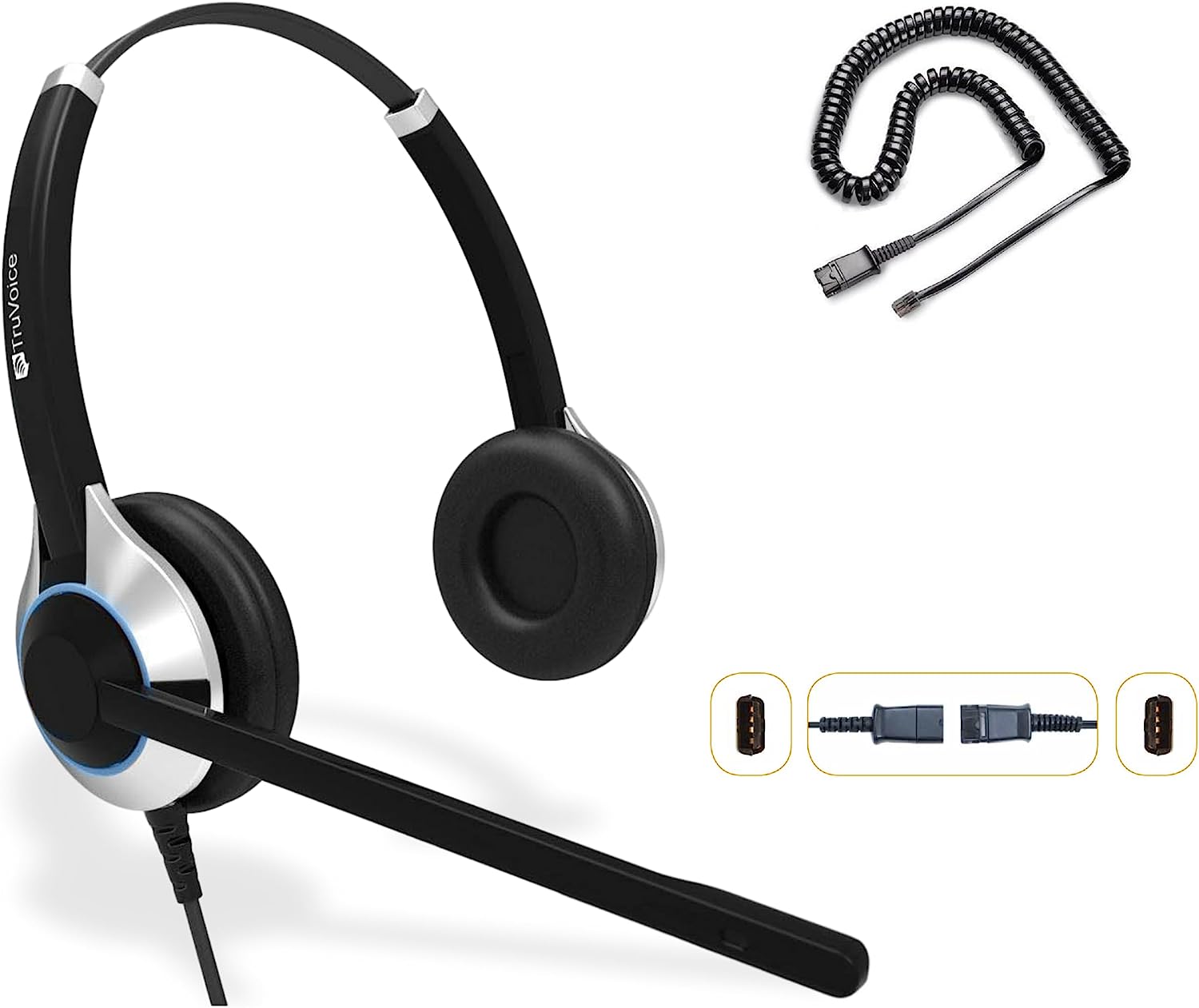 TruVoice HD-550 Double Ear Noise Canceling Headset Including QD Cable for Avaya / Nortel Digital Phones