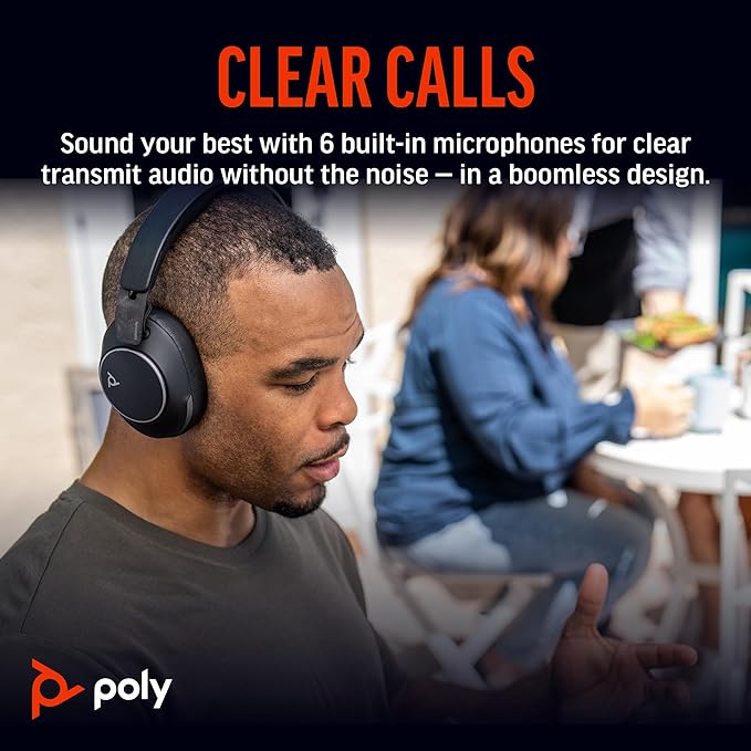 Poly Voyager Surround 85 Teams Noise Canceling Wireless Over-Ear Headset Wih Charging Stand (ANC)