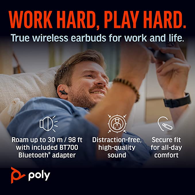 Poly Voyager Free 60 UC Wireless Teams Earbuds (USB-C, Black)