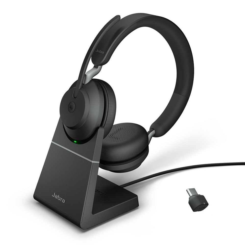 Jabra Evolve2 65 Wireless Headset Link380C UC Stereo Stand Black