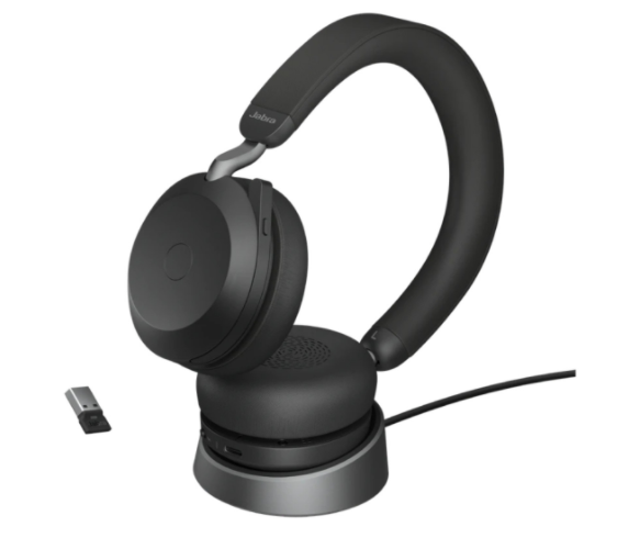 Jabra Evolve2 75, Wireless Headset, Link380A, UC Stereo, With Charging Stand, Black