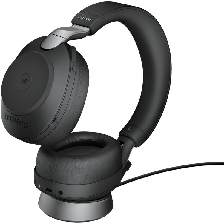 Jabra Evolve2 85 Wireless Headset Link380C MS Stereo Stand Black Microsoft Teams Certified