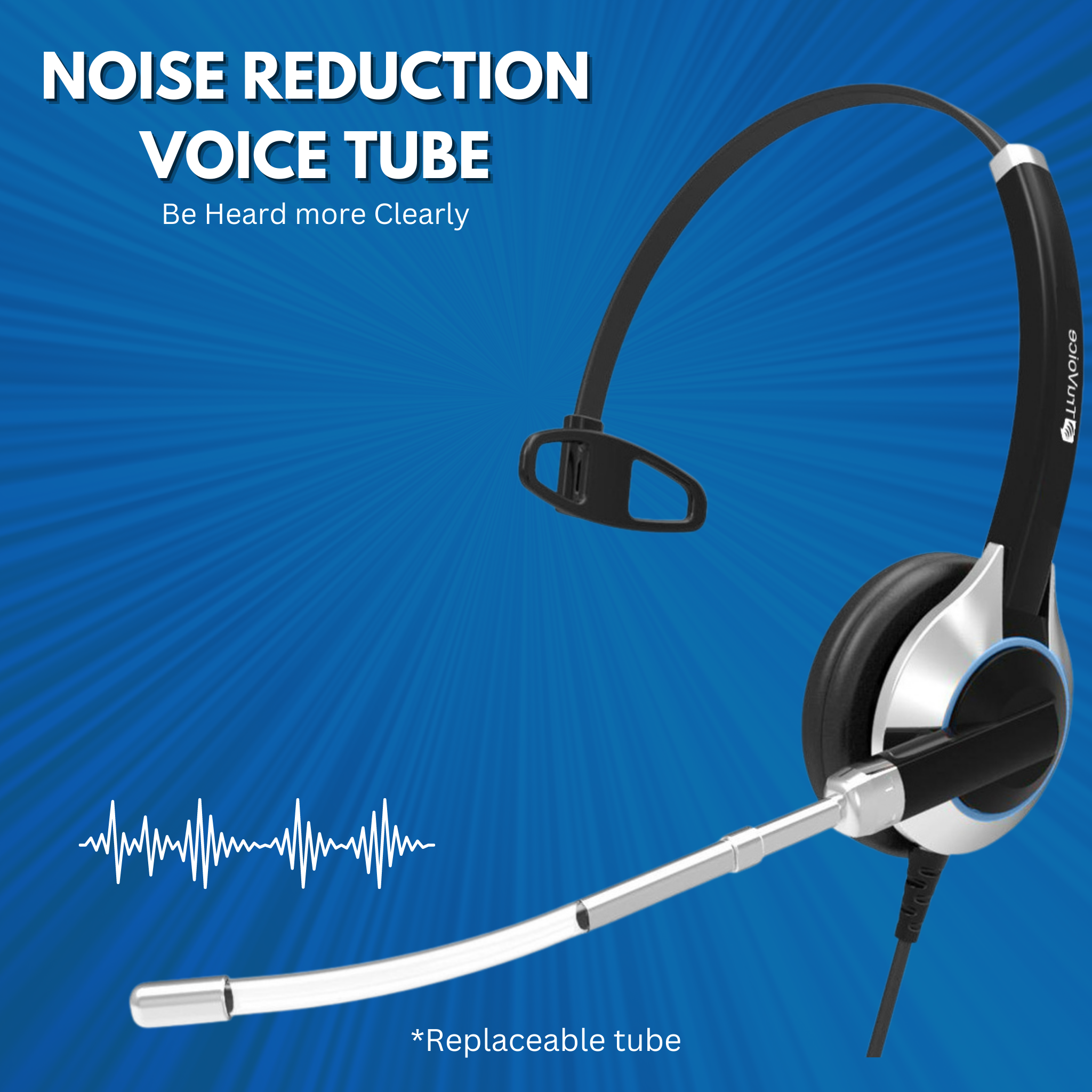 TruVoice HD-300 Single Ear Voice Tube Headset Including QD Cable for Digium / Sangoma Phones