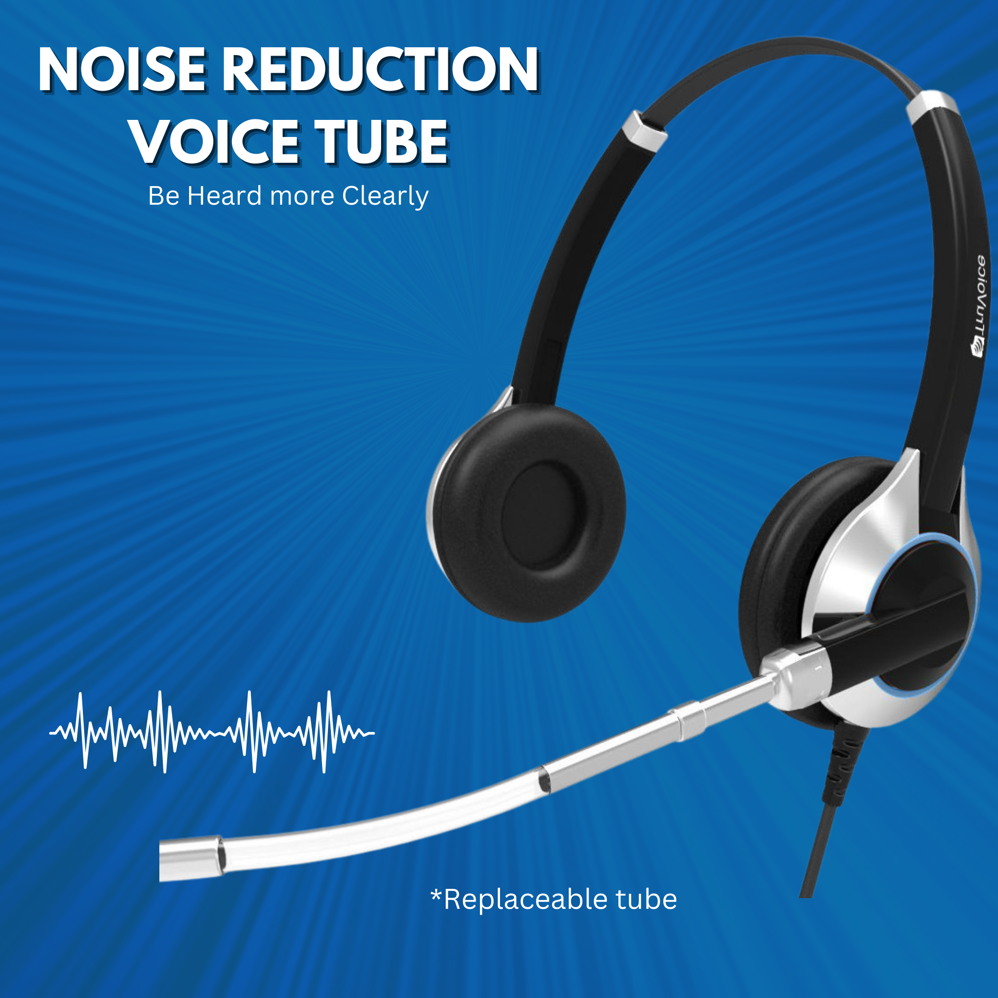 TruVoice HD-350 Binaural Voice Tube Headset Including USB Adapter Cable