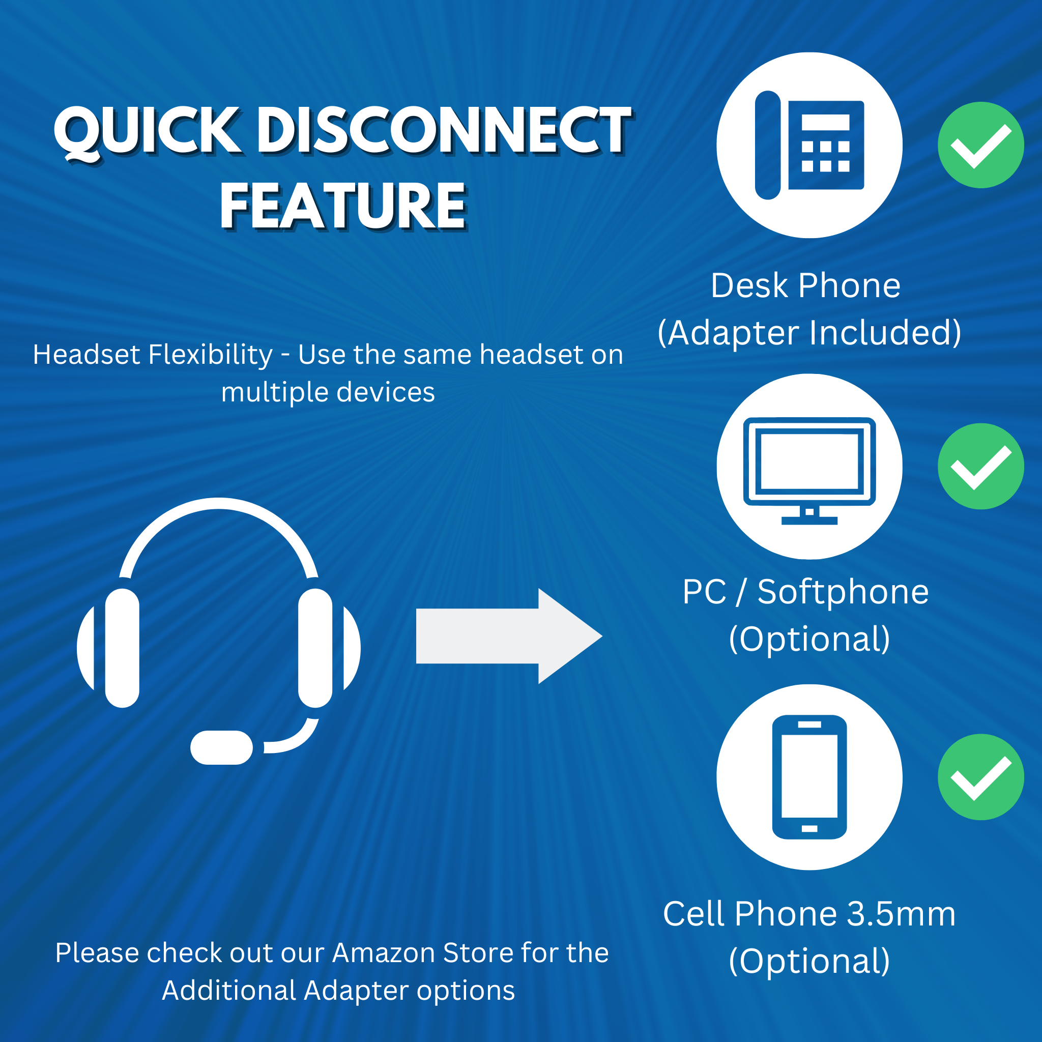 TruVoice HD-300 Single Ear Voice Tube Headset Including QD Cable for ShoreTel Phones