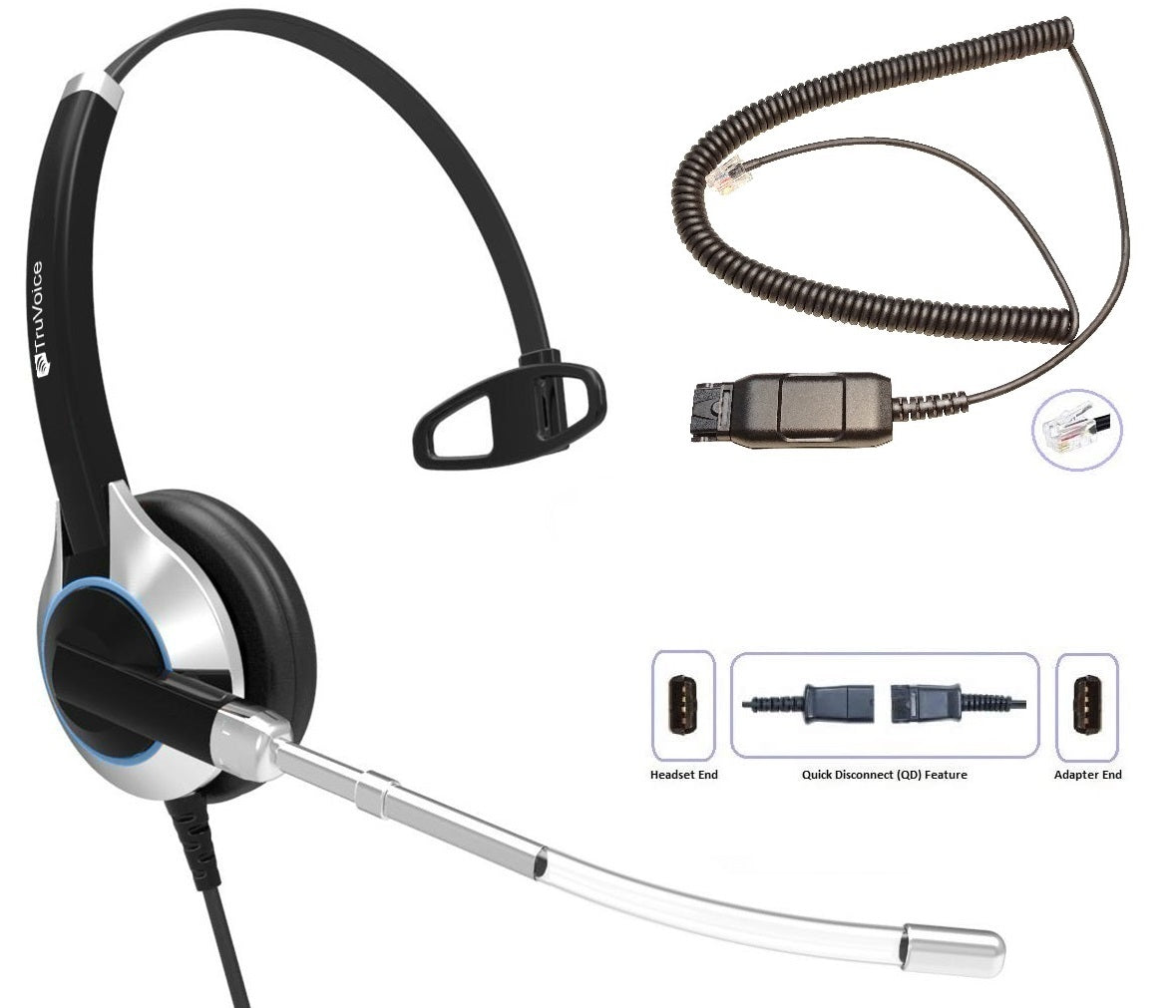 TruVoice HD-300 Single Ear Voice Tube Headset Including QD Cable for Avaya IP Phones