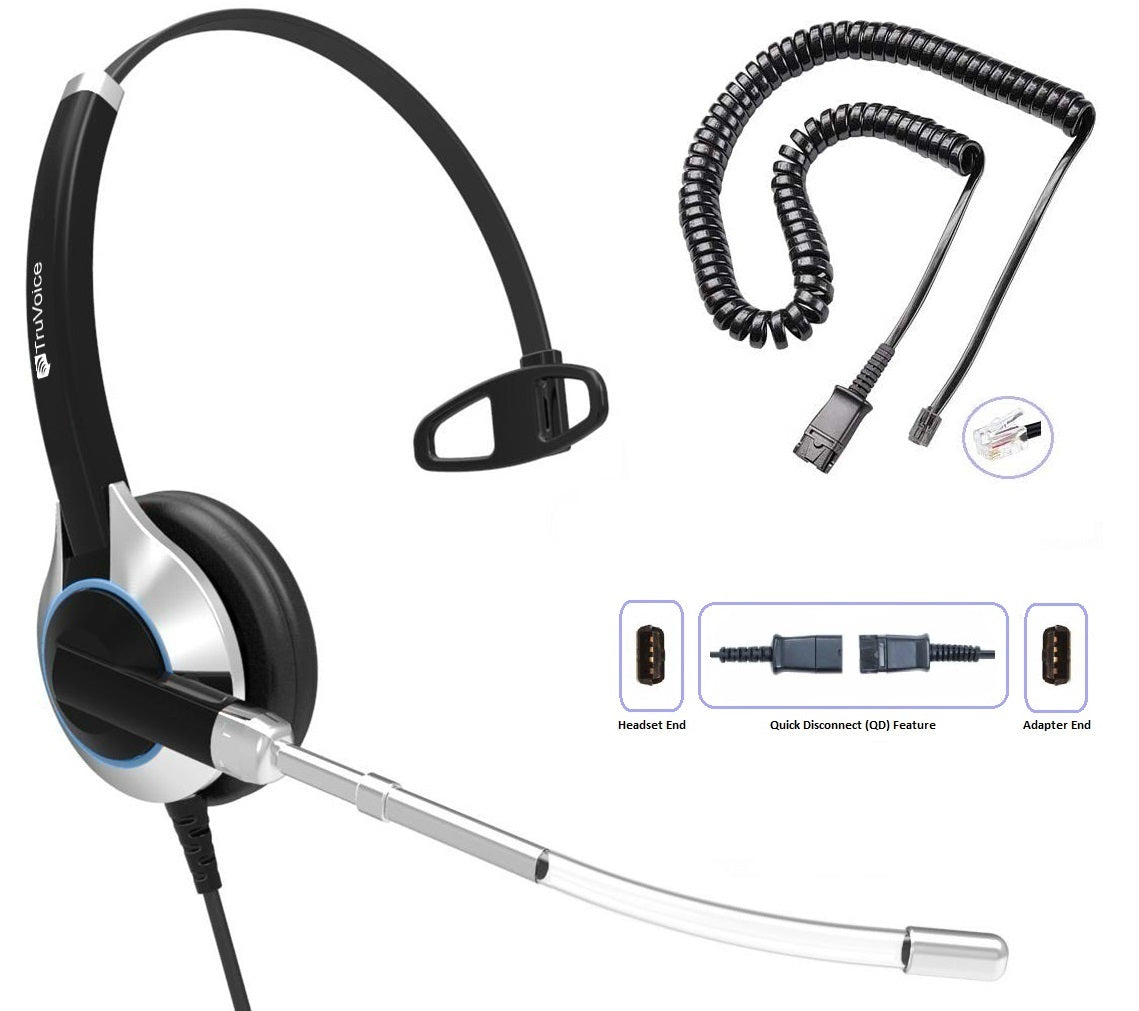 TruVoice HD-300 Single Ear Voice Tube Headset Including QD Cable for ShoreTel Phones