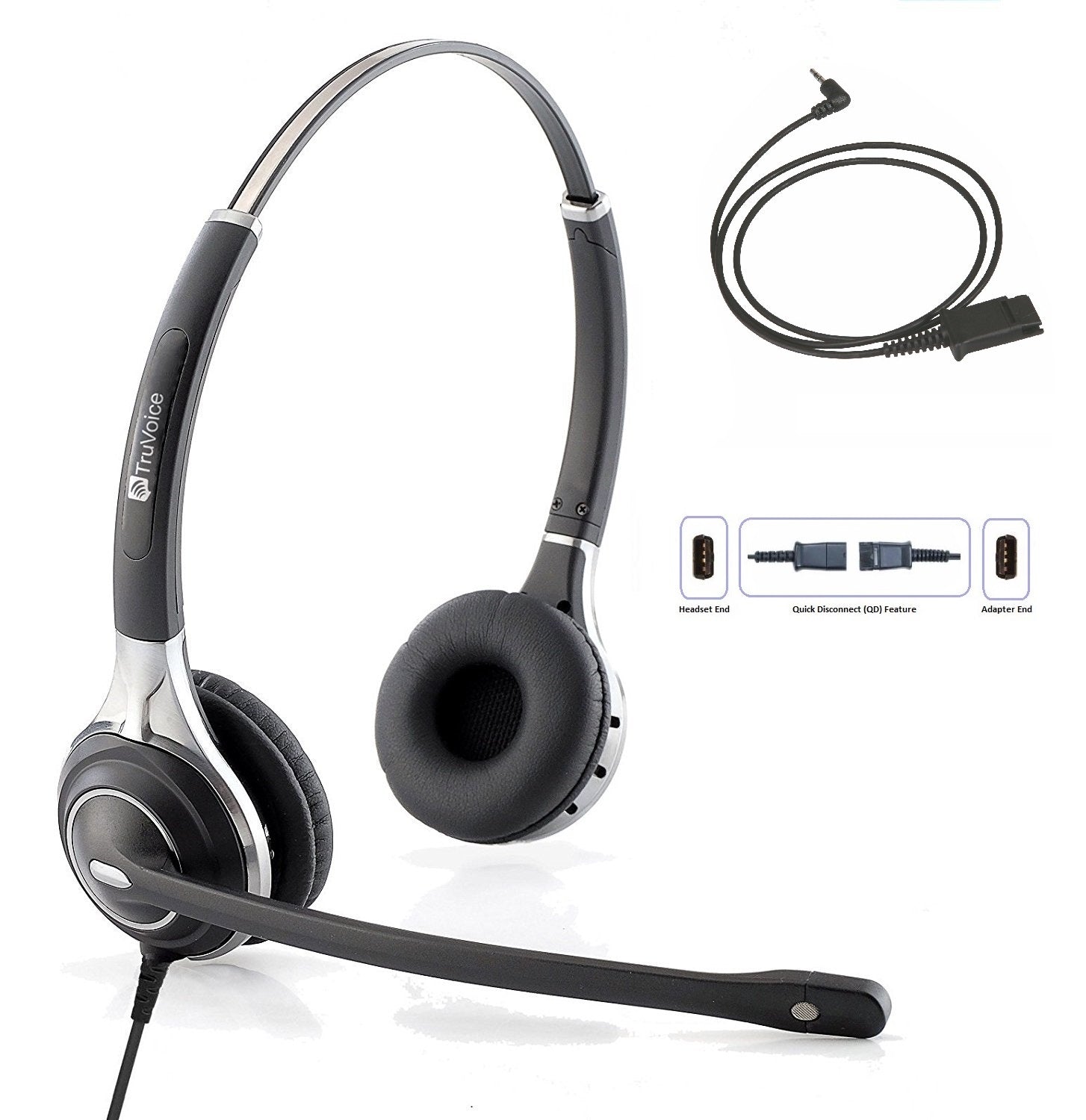 TruVoice HD-750 Double Ear Noise Canceling Headset Including 2.5mm QD Cable